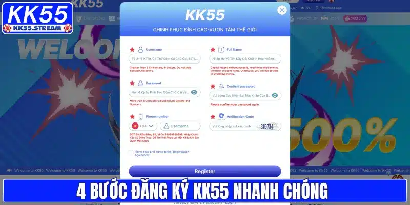 4 bước đăng ký KK55 nhanh chóng 
